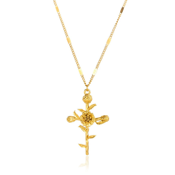 Wholesale Necklace Copper Goldplated Geometric Leaves Pattern Electroplating Unisex