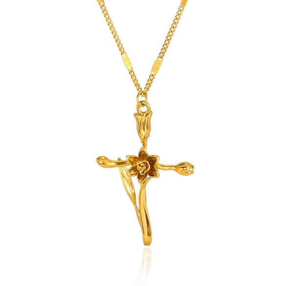 Wholesale Necklace Copper Goldplated Geometric Leaves Pattern Electroplating Unisex