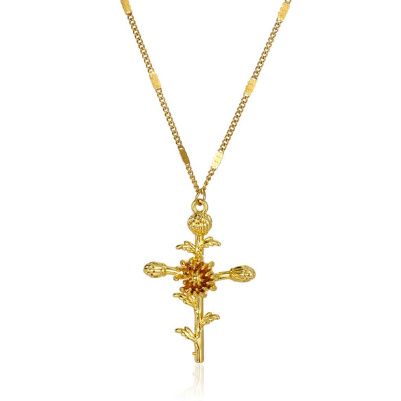 Wholesale Necklace Copper Goldplated Geometric Leaves Pattern Electroplating Unisex