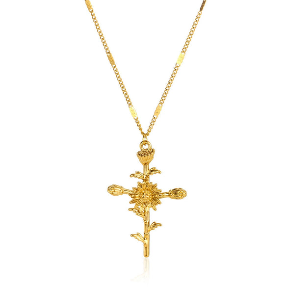 Wholesale Necklace Copper Goldplated Geometric Leaves Pattern Electroplating Unisex