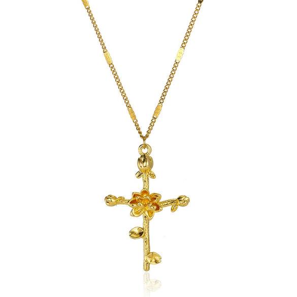 Wholesale Necklace Copper Goldplated Geometric Leaves Pattern Electroplating Unisex