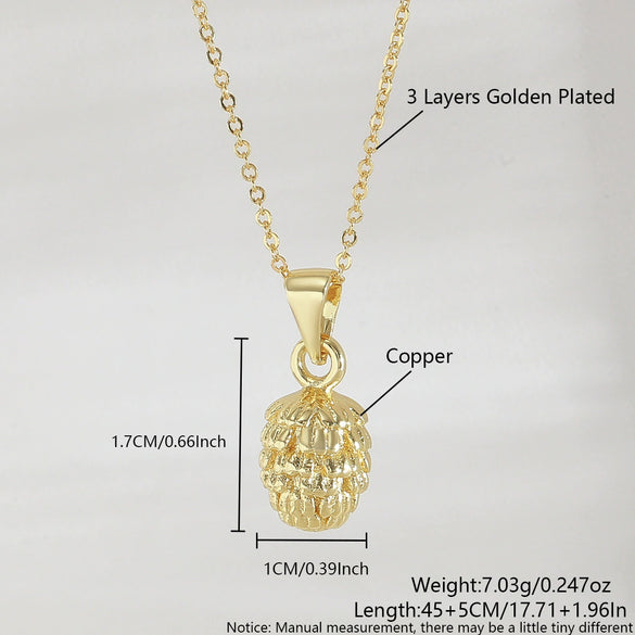 Wholesale Necklace Copper Goldplated Hazelnut Pine Cone O Word Chain For Women
