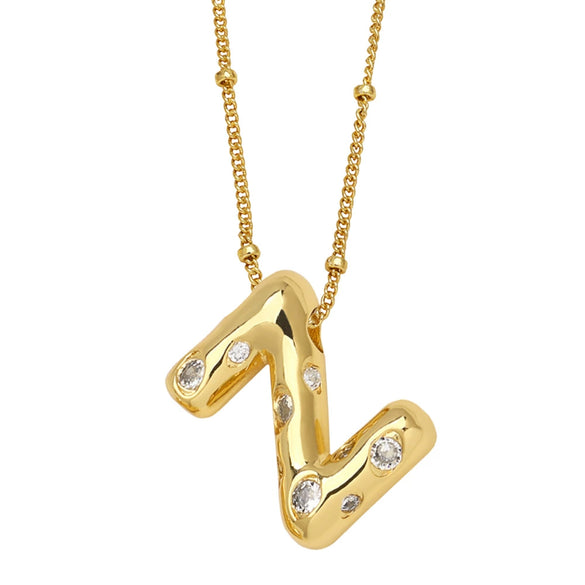Wholesale Necklace Copper Goldplated Inlaid Zircon With Letters Pattern Ochain
