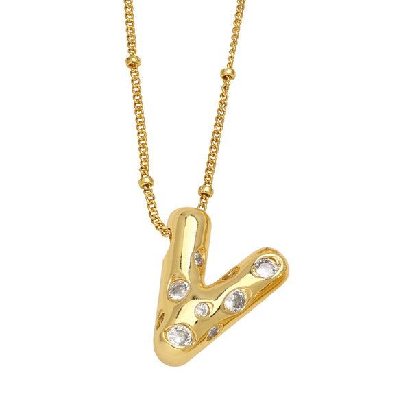 Wholesale Necklace Copper Goldplated Inlaid Zircon With Letters Pattern Ochain