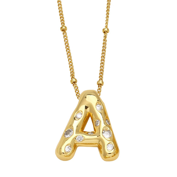Wholesale Necklace Copper Goldplated Inlaid Zircon With Letters Pattern Ochain