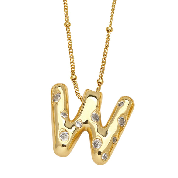 Wholesale Necklace Copper Goldplated Inlaid Zircon With Letters Pattern Ochain