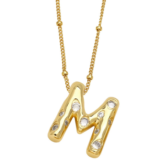 Wholesale Necklace Copper Goldplated Inlaid Zircon With Letters Pattern Ochain