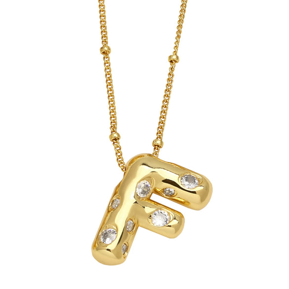 Wholesale Necklace Copper Goldplated Inlaid Zircon With Letters Pattern Ochain