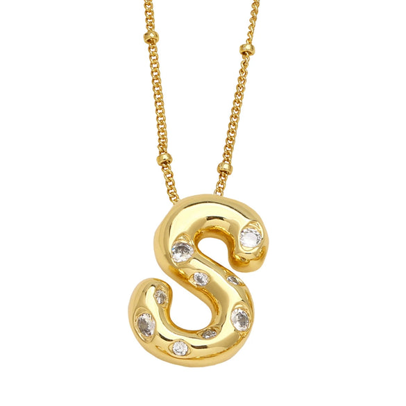 Wholesale Necklace Copper Goldplated Inlaid Zircon With Letters Pattern Ochain
