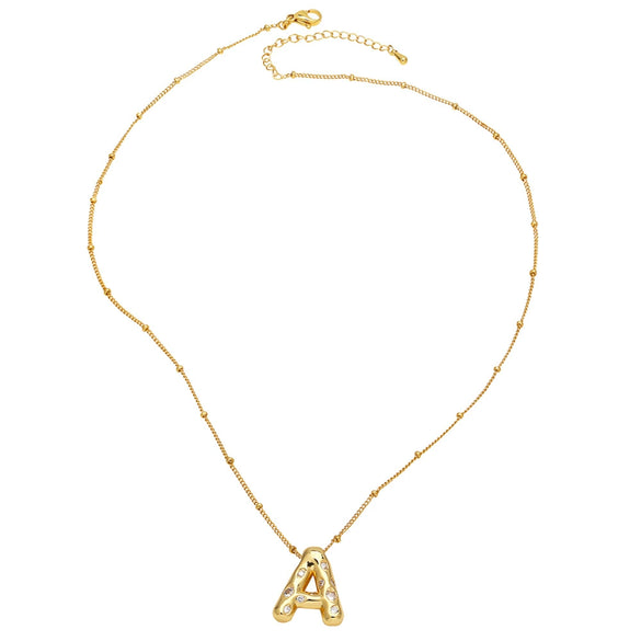 Wholesale Necklace Copper Goldplated Inlaid Zircon With Letters Pattern Ochain