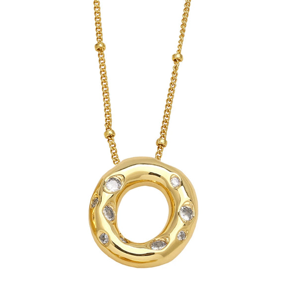 Wholesale Necklace Copper Goldplated Inlaid Zircon With Letters Pattern Ochain