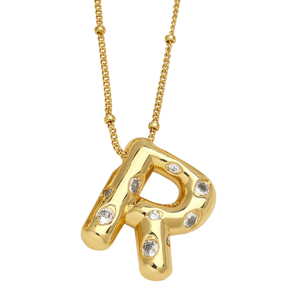 Wholesale Necklace Copper Goldplated Inlaid Zircon With Letters Pattern Ochain