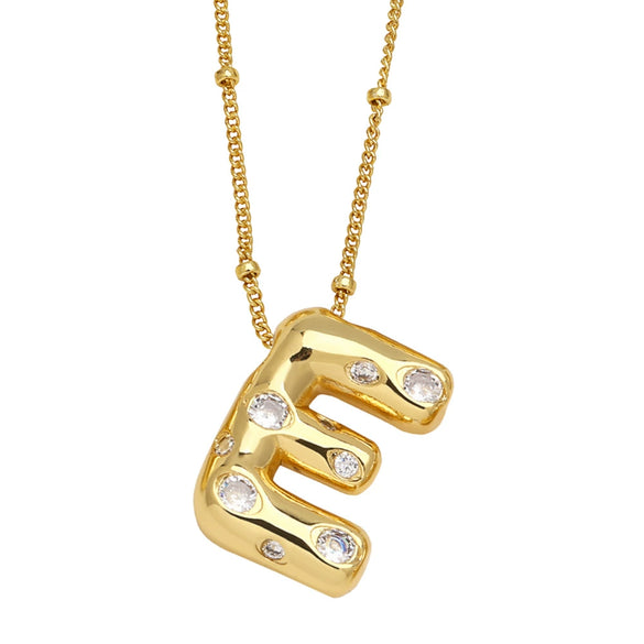 Wholesale Necklace Copper Goldplated Inlaid Zircon With Letters Pattern Ochain
