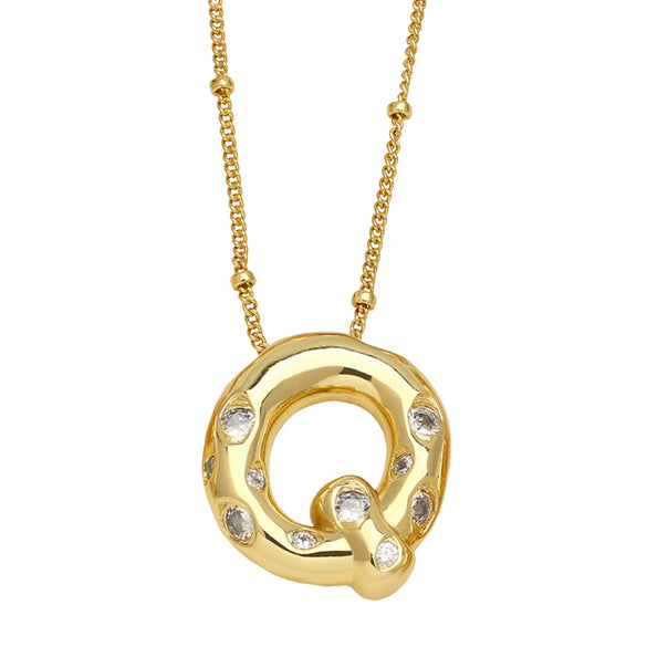 Wholesale Necklace Copper Goldplated Inlaid Zircon With Letters Pattern Ochain