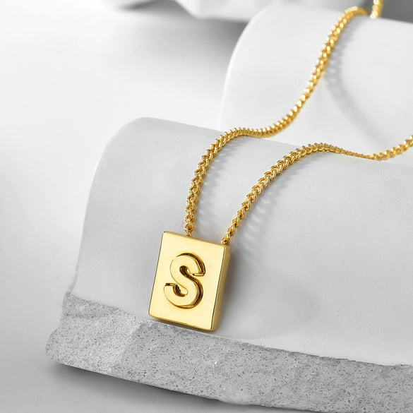 Wholesale Necklace Copper Goldplated Square Letter Design For Women