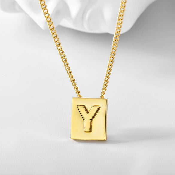 Wholesale Necklace Copper Goldplated Square Letter Design For Women
