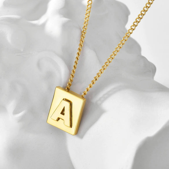 Wholesale Necklace Copper Goldplated Square Letter Design For Women