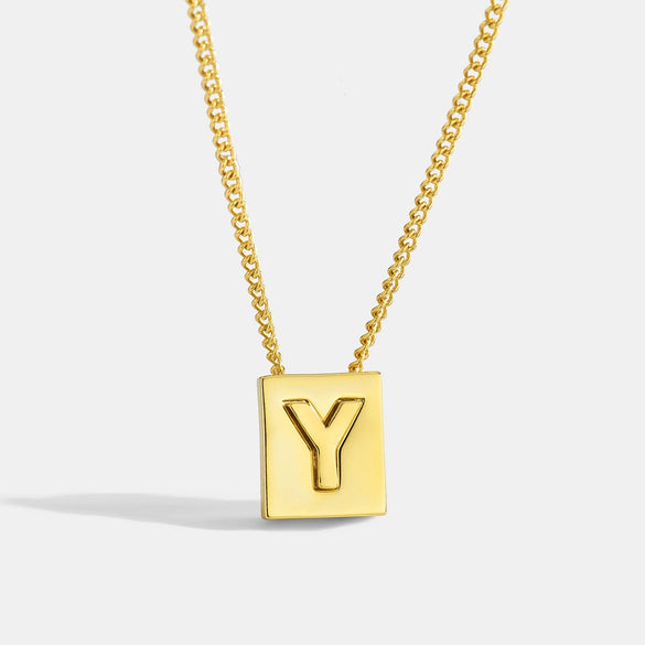 Wholesale Necklace Copper Goldplated Square Letter Design For Women
