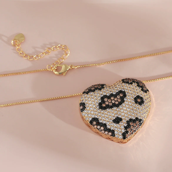 Wholesale Necklace Copper Heart Shape Leopard Snake Pattern Electroplated For Women