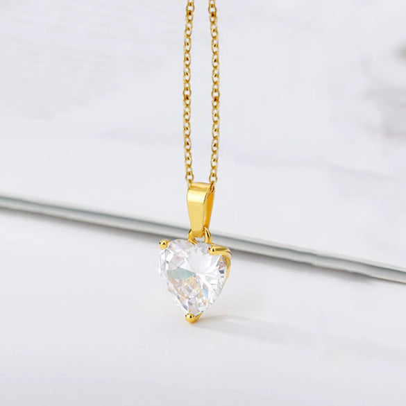 Wholesale Necklace Copper Heartshaped Zircon Pendant Ochain Women's Fashion