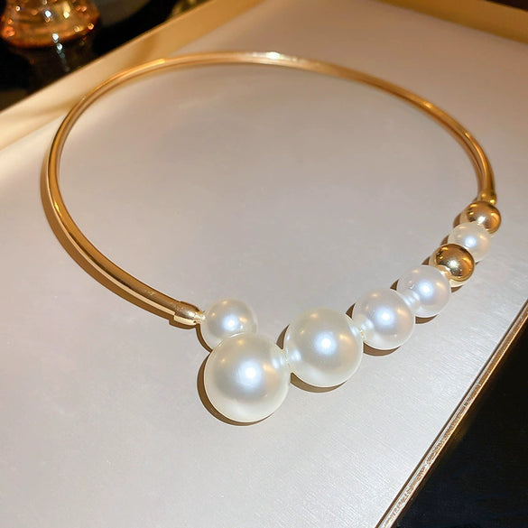 Wholesale Necklace Copper Imitation Pearl Geometric Retro High Elegant For Women