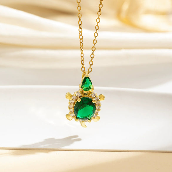 Wholesale Necklace Copper Inlaid Colorful Diamond Turtle Light Luxury Electroplating O Chain For Women