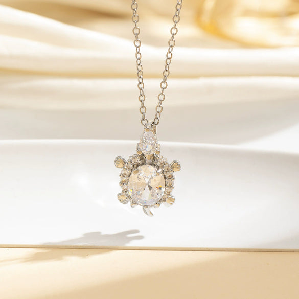 Wholesale Necklace Copper Inlaid Colorful Diamond Turtle Light Luxury Electroplating O Chain For Women