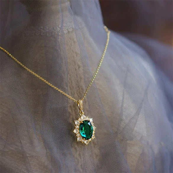 Wholesale Necklace Copper Inlaid Zircon Geometric Pendant Light Luxury Style Women's