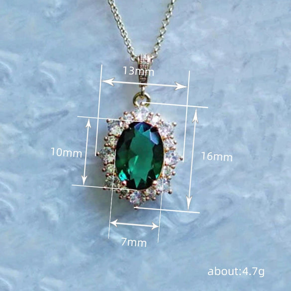 Wholesale Necklace Copper Inlaid Zircon Geometric Pendant Light Luxury Style Women's