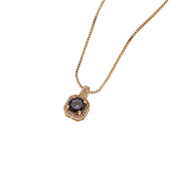 Wholesale Necklace Copper Inlaid Zircon Geometric Square Pendant Light Luxury Style