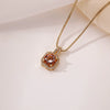 Wholesale Necklace Copper Inlaid Zircon Geometric Square Pendant Light Luxury Style