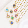 Wholesale Necklace Copper Inlaid Zircon Geometric Square Pendant Light Luxury Style
