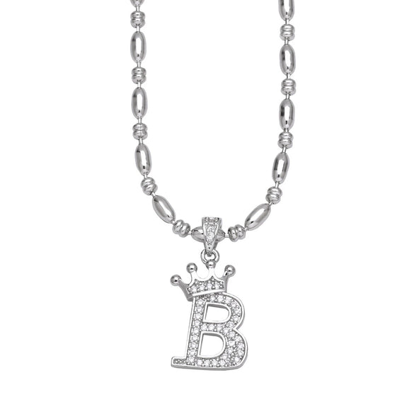 Wholesale Necklace Copper Inlaid Zircon Letter Hip Hop Men's Melon Seed Chain