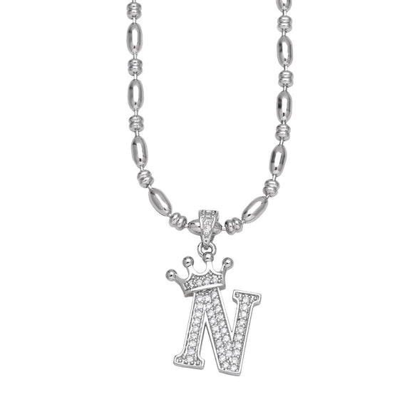 Wholesale Necklace Copper Inlaid Zircon Letter Hip Hop Men's Melon Seed Chain