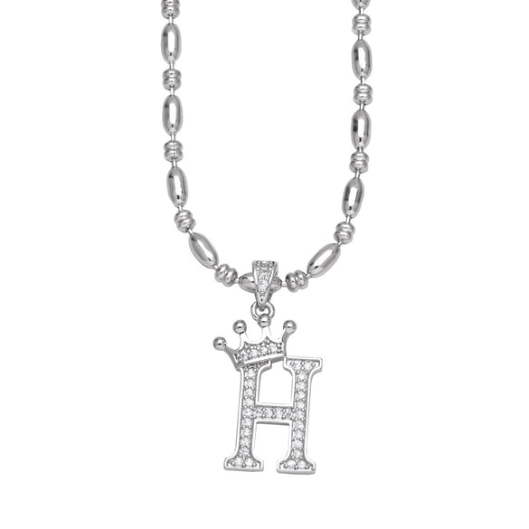Wholesale Necklace Copper Inlaid Zircon Letter Hip Hop Men's Melon Seed Chain
