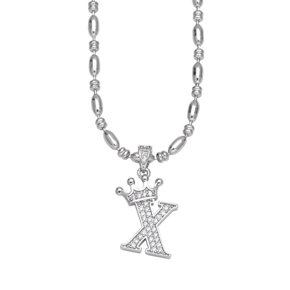 Wholesale Necklace Copper Inlaid Zircon Letter Hip Hop Men's Melon Seed Chain