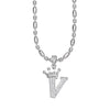 Wholesale Necklace Copper Inlaid Zircon Letter Hip Hop Men's Melon Seed Chain