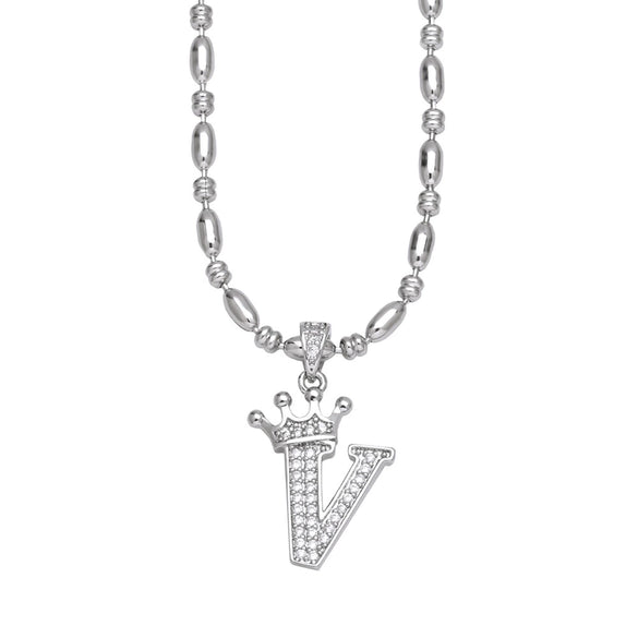 Wholesale Necklace Copper Inlaid Zircon Letter Hip Hop Men's Melon Seed Chain