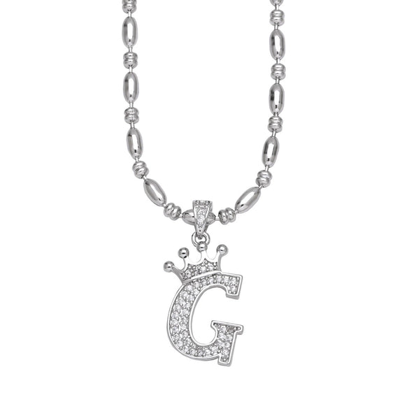 Wholesale Necklace Copper Inlaid Zircon Letter Hip Hop Men's Melon Seed Chain
