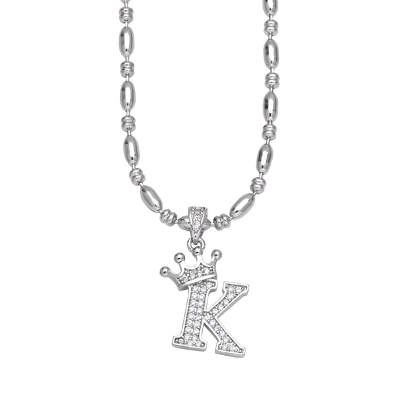 Wholesale Necklace Copper Inlaid Zircon Letter Hip Hop Men's Melon Seed Chain