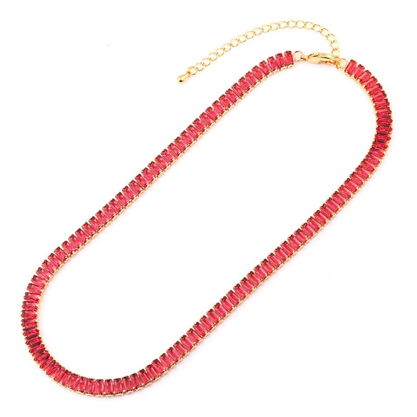 Wholesale Necklace Copper 18K Rectangular Horizontal Claw Chain Diamond Zircon Women's