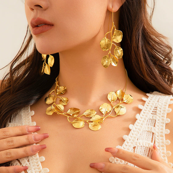 Wholesale Necklace Copper Leaf Tassel Retro Style