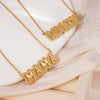 Wholesale Necklace Copper Light Luxury Style English Letter Pendant O Word Chain Mixed Gemstone Setting Electroplating For Women
