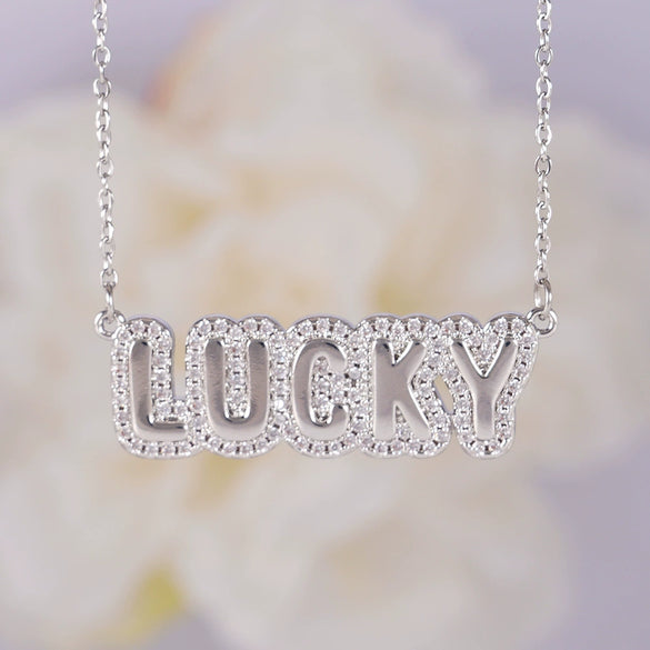 Wholesale Necklace Copper Light Luxury Style English Letter Pendant O Word Chain Mixed Gemstone Setting Electroplating For Women