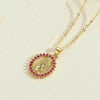 Wholesale Necklace Copper Mixed Gem Inlay Cartoon Character Electroplating Ochain For Women