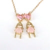 Wholesale Necklace Copper Mixed Gem Inlay Cartoon Character Electroplating Water Wave Chain Jewelry