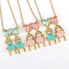Wholesale Necklace Copper Mixed Gem Inlay Cartoon Character Electroplating Water Wave Chain Jewelry