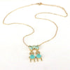 Wholesale Necklace Copper Mixed Gem Inlay Cartoon Character Electroplating Water Wave Chain Jewelry