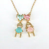 Wholesale Necklace Copper Mixed Gem Inlay Cartoon Character Electroplating Water Wave Chain Jewelry