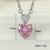 Wholesale Necklace Copper Mixed Gem Inlay Double Heart Design Pendant